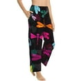 thumbnail image 1 of Goofa Colorful Dragonflies Printed Soft Pajama Pants for Women, Wide Leg Comfy Casual Lounge Yoga Pants-Small, 1 of 9