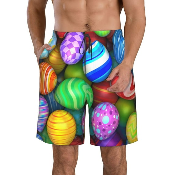 Goofa Colorful Easter Eggs1 Printed Mens Swim Trunks Summer Quick Dry Short Beach Swimwear Bathing Suits-XX-Large