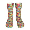 thumbnail image 1 of Goofa Colorful Fish 2 for 16in Socks, Funny Novelty Crazy Design Cotton Socks Sports Socks Knee High Socks For Men, Women,1Pairs - Gift For Working Friends, 1 of 7