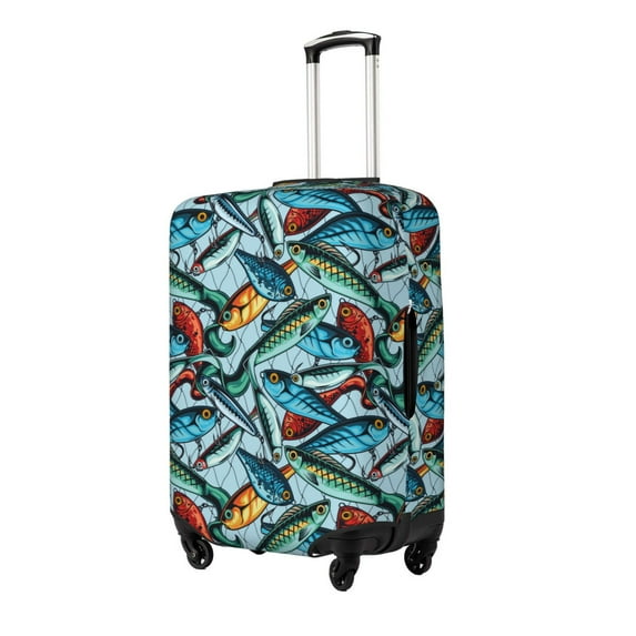 Goofa Colorful Fishing Baits Pattern Luggage Covers For Suitcase,Suitcase Cover Protector Fit 18-32 Inch Luggage-X-Large