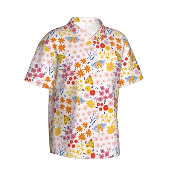 Goofa Colorful Floral Hawaiian Shirt for Men, Unisex Summer Beach Casual Short Sleeve Button Down Shirts,Aloha Tropical Floral print shirt-XX-Large