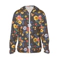 thumbnail image 1 of Goofa Colorful Flowers with Butterfly Printed Women's UPF 50+ Sun Protection Hoodie Jacket Lightweight Long Sleeve Sun Shirt for Women with Pocket Hiking Outdoor-, 1 of 9