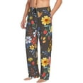 thumbnail image 1 of Goofa Colorful Flowers with Butterfly Printed Soft Pajama Pants for Men, Wide Leg Comfy Casual Lounge Yoga Pants-XX-Large, 1 of 9