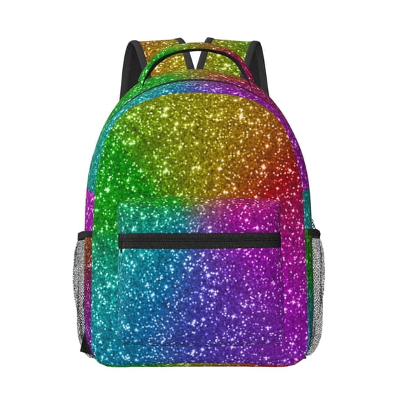 Goofa Colorful Glitter Pattern Comfortable Student Backpack - Ergonomic Design, Durable, Water-Resistant, Multi-Compartment,Travel, and Outdoor Activities