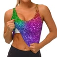 thumbnail image 1 of Goofa Colorful Glitter Printed Sports Bras for Women, High Impact Running Bra Workout Crop Tank Tops Longline Sports Bra Push up-Small, 1 of 9