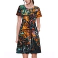 thumbnail image 1 of Goofa Colorful Graffiti Abstract Eye Pattern Women Summer Short Sleeve Midi Dress with Pockets Casual Aline Flowy Tshirt Dress Vocation Beach Sundress, 1 of 6