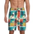 thumbnail image 1 of Goofa Colorful Hawaii Palms Pattern Men's Pajama Short Sleep Shorts Soft Comfortable Breathable Pajamas Shorts with Pockets-Large, 1 of 6