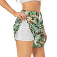 thumbnail image 1 of Goofa Colorful Hawaii Palms Printed Women 2 in 1 Running Shorts,Quick Dry Athletic Workout Shorts,High Waisted Athletic Shorts with Liner Pockets-X-Large, 1 of 9