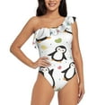 thumbnail image 1 of Goofa Colorful Hearts Penguin Pattern Women's One Piece Swimsuits Tummy Control Bathing Suits Asymmetric One Shoulder Swimwear-X-Large, 1 of 6