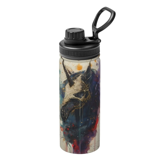 Goofa Colorful Ink Cute Horse Print 18oz Sports Insulated Kettle With Straw Water Bottle Sports Water Bottle For Running Hiking Cycling Climbing Mans Womans