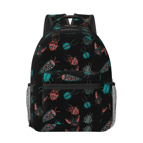 Goofa Colorful Insect Pattern Comfortable Student Backpack - Ergonomic Design, Durable, Water-Resistant, Multi-Compartment,Travel, and Outdoor Activities