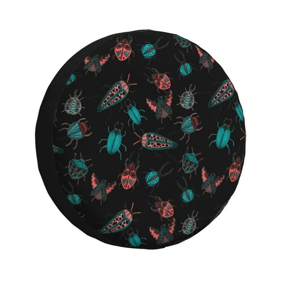Goofa Colorful Insect Pattern Universal Tire Cover for Jeep, SUV, Truck, and Trailer – Waterproof, UV-Resistant,Easy to Install, Fits 14"-17" Tires-15 inch