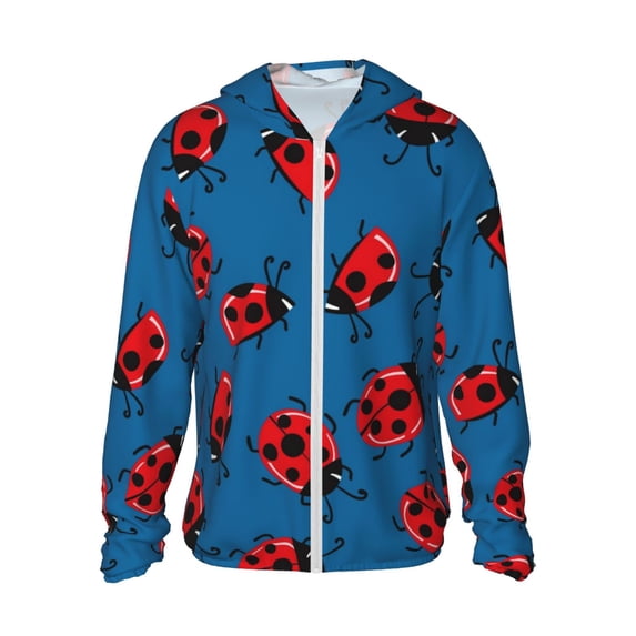 Goofa Colorful Ladybird Printed Women's UPF 50+ Sun Protection Hoodie Jacket Lightweight Long Sleeve Sun Shirt for Women with Pocket Hiking Outdoor-