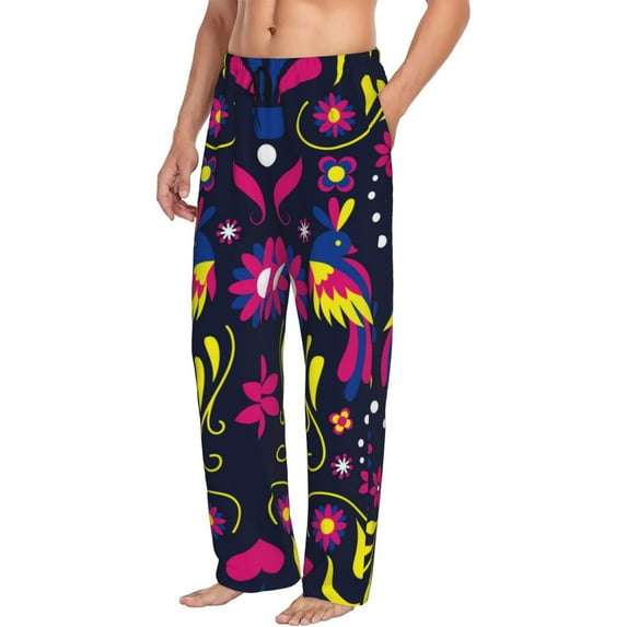 Goofa Colorful Mexican Printed Soft Pajama Pants for Men, Wide Leg Comfy Casual Lounge Yoga Pants-XX-Large
