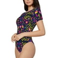 thumbnail image 1 of Goofa Colorful Mexican Printed Women Rash Guard Short Sleeve,Tummy control Swimsuit Surfing Swimsuit Bathing Suit One Piece Swimsuit UPF 50-Medium, 1 of 9