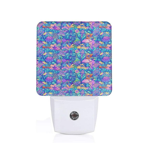 Goofa Colorful Mushrooms Night Light, Plug-in, Dusk to Dawn Sensor, Warm White, Ambient Lighting, Ideal Kids Adults Nightlight-EU
