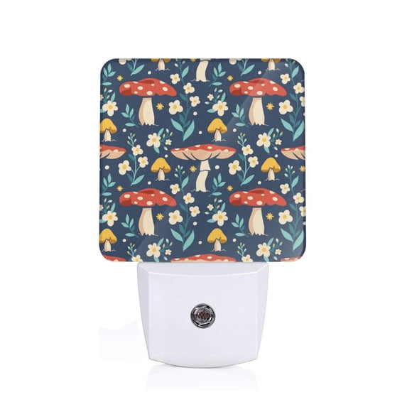 Goofa Colorful Mushrooms Night Light, Plug-in, Dusk to Dawn Sensor, Warm White, Ambient Lighting, Ideal Kids Adults Nightlight-US
