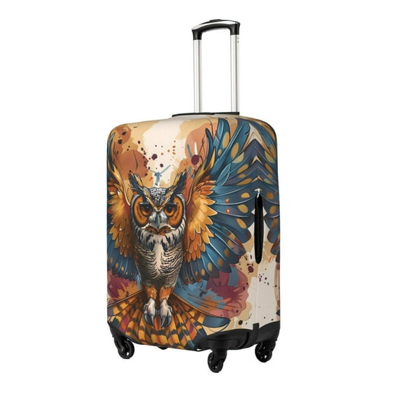 Goofa Colorful Owl Tattoo Art Pattern Luggage Covers For Suitcase,Suitcase Cover Protector Fit 18-32 Inch Luggage-Small