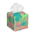 thumbnail image 1 of Goofa Colorful Palm Leaves Tissue Box Cover PVC Leather Tissue Holder Square Facial Tissue Case Facial Paper Organizer Dispenser for Bathroom, Vanity Countertop, 1 of 8
