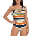 thumbnail image 1 of Goofa Colorful Pastel Stripes Pattern Women's One Piece Swimsuits Tummy Control Bathing Suits Asymmetric One Shoulder Swimwear-Medium, 1 of 6