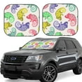 thumbnail image 1 of Goofa Colorful Pattern With Cute Chameleons Pattern 2 Piece Car Windshield Sun Shade Foldable | Front Windshield Shade for Sun, Heat and UV Rays | Sunshade for Car Front Window-, 1 of 7