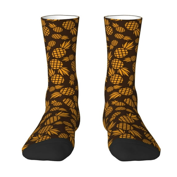 Goofa Colorful Pineapple Printed Men's Crew Socks, Soft Durable Breathable Moisture-Wicking with Odor Control Cotton socks