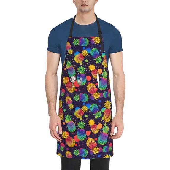 Goofa Colorful Pineapples1 Printed Waterproof Apron 33" Chef Aprons for Men Heavy Duty Chemical Work Apron Adjustable Bib Apron