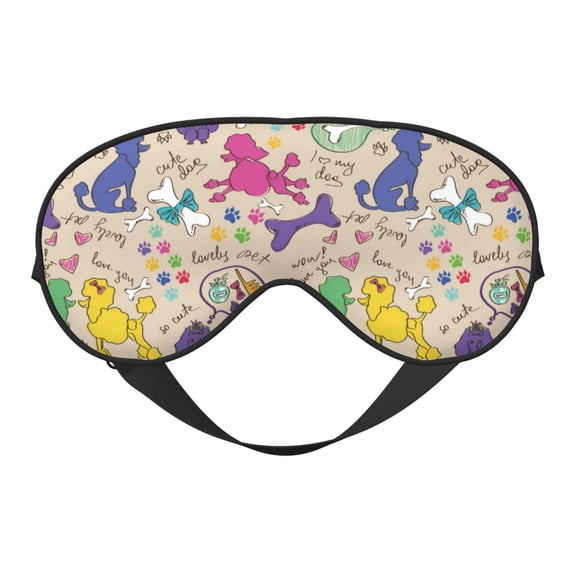 Goofa Colorful Poodle Dog Printed Sleep Eye Mask for Men Women, Zero Eye Pressure Sleeping Mask, Light Blocking Night Blindfold, Soft Eye Shade Cover