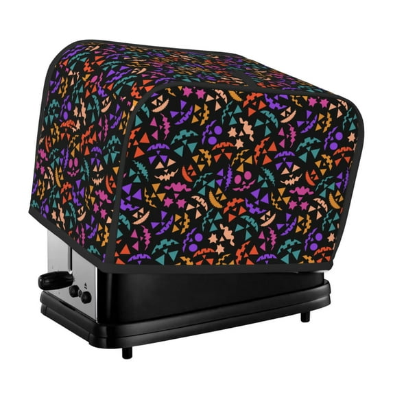 Goofa Colorful Pumpkin Faces Print Toaster Cover 2 Slice, Two Slice Bread Machine Cover Quilted Toaster Covers Bread Maker Cover Kitchen Appliance Cover