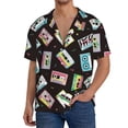 thumbnail image 1 of Goofa Colorful Retro Tape Printed Men's Casual Short-sleeved Shirt,Lightweight Breathable Button-down,Summer Casual men's top,Versatile Fashion shirt-Medium, 1 of 1