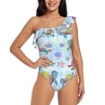 thumbnail image 1 of Goofa Colorful Sea Turtle Pattern Women's One Piece Swimsuits Tummy Control Bathing Suits Asymmetric One Shoulder Swimwear-X-Large, 1 of 6