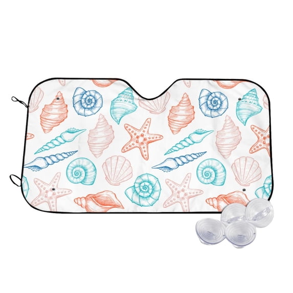 Goofa Colorful Seashells1 Printed Car Windshield Sunshade,Foldable Reflective Sun Visor,UV Protection Heat Blocker Sunshade,Car Cooling Accessory-Medium