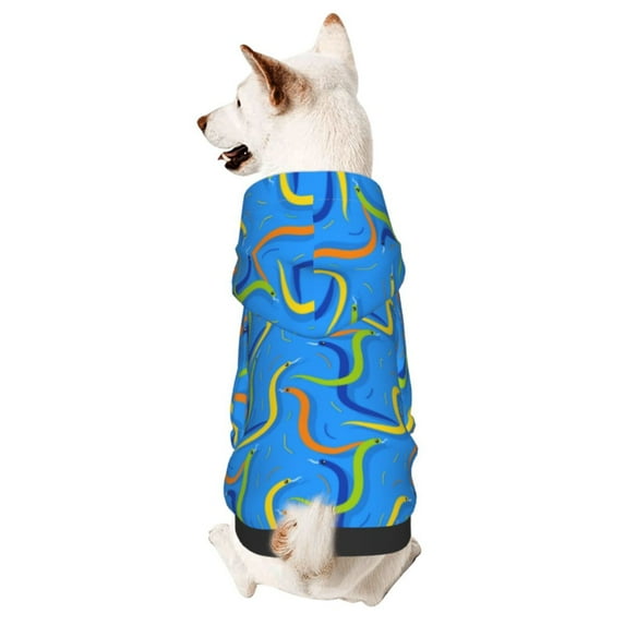 Goofa Colorful Snake Pattern Small Dog Sweater Hoodies Pet Grey Hooded Soft Fleece Sweatshirts with Pocket Fall Winter Puppy Cat Sweaters Warm Clothes-X-Small
