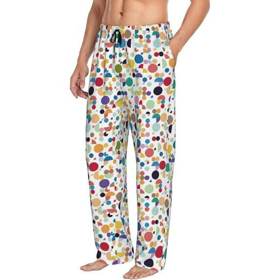 Goofa Colorful Spots Printed Soft Pajama Pants for Men, Wide Leg Comfy Casual Lounge Yoga Pants-X-Large