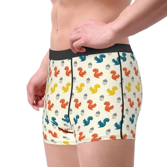 Goofa Colorful Squirrel Printed Men's Boxer Briefs Underwear, Moisture-Wicking Underwear, Trunk,Soft and Breathable Cotton Underwear-X-Large
