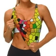 thumbnail image 1 of Goofa Colorful Tie Dye Stained Glass 1 Printed Sports Bras for Women, High Impact Running Bra Workout Crop Tank Tops Longline Sports Bra Push up-XX-Large, 1 of 9