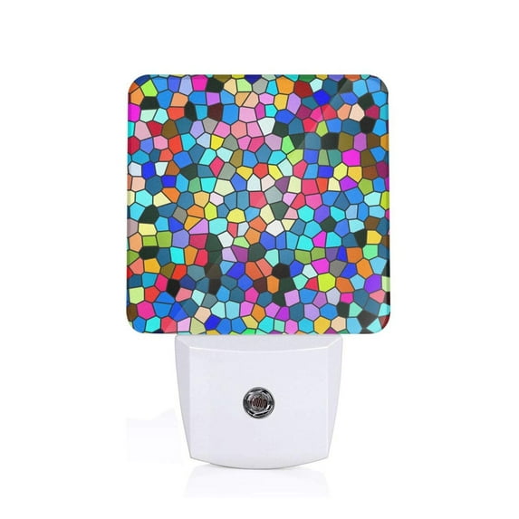 Goofa Colorful Tie Dye Stained Glass 2 Night Light, Plug-in, Dusk to Dawn Sensor, Warm White, Ambient Lighting, Ideal Kids Adults Nightlight-US