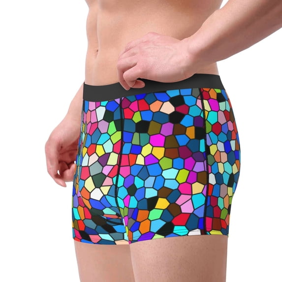 Goofa Colorful Tie Dye Stained Glass 2 Printed Men's Boxer Briefs Underwear, Moisture-Wicking Underwear, Trunk,Soft and Breathable Cotton Underwear-XX-Large