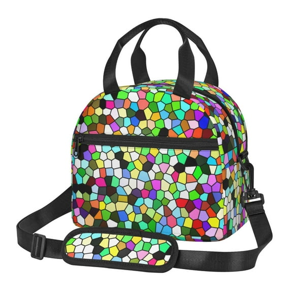 Goofa Colorful Tie Dye Stained Glass Pattern Lunch Bag ,Insulated Lunch Box, Small Leakproof Cooler Food Lunch Containers Reusable High Capacity Lunch Tote Bags