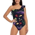 thumbnail image 1 of Goofa Colorful Vintage Cactuses Pattern Women's One Piece Swimsuits Tummy Control Bathing Suits Asymmetric One Shoulder Swimwear-XX-Large, 1 of 6