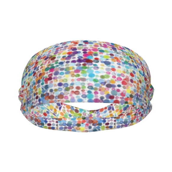 Goofa Colorful Watercolor Dots Pattern Sweatbands Sports Headband for Men & Women,Moisture Wicking Athletic headband,Breathable Sweatband,Sports accessories,Workout gear