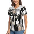 thumbnail image 1 of Goofa Colors Cats Pattern Women's Slim-Fit Short-Sleeve V-Neck T-Shirt,Classic-Fit Short-Sleeve V-Neck T-Shirt-3X-Large, 1 of 5