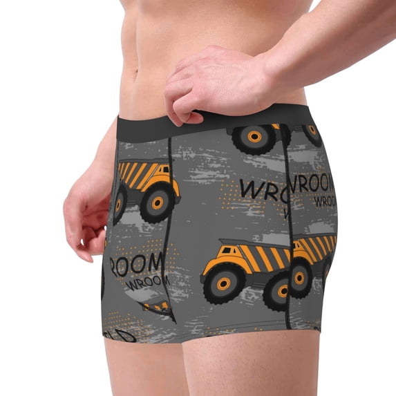 Goofa Construction Machines Printed Men's Boxer Briefs Underwear, Moisture-Wicking Underwear, Trunk,Soft and Breathable Cotton Underwear-Large