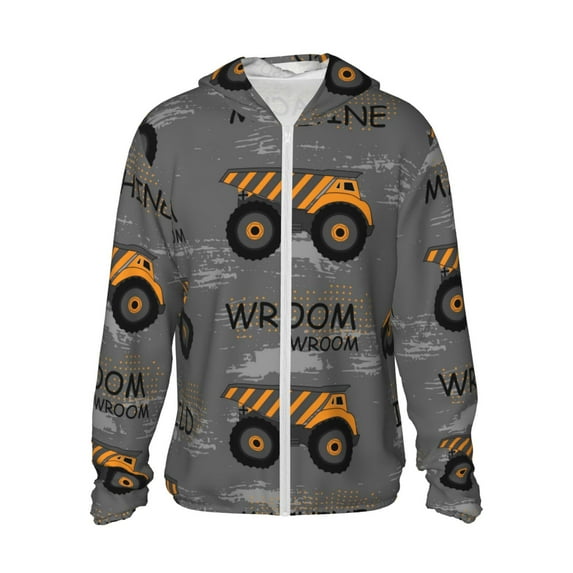 Goofa Construction Machines Printed Women's UPF 50+ Sun Protection Hoodie Jacket Lightweight Long Sleeve Sun Shirt for Women with Pocket Hiking Outdoor-X-Large