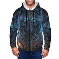 thumbnail image 1 of Goofa Cool Blue Light Wolf Pattern Mens Full-zip Hoodie, Zip-up Pullover Hooded Sweatshirt, Kangaroo Pocket Hoodie Ideal for Daily Wear, Travel, and Home-Large, 1 of 5