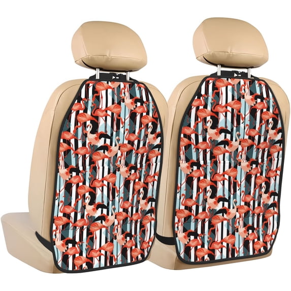 Goofa Cool Flamingo Pattern Car Back Seat Protector for Kids (2 Pack) ,Anti-kick Storage Mat for Car Seats,Shields from Footprints