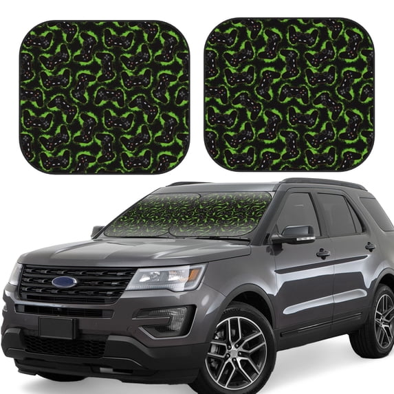 Goofa Cool Gamepad Pattern 2 Piece Car Windshield Sun Shade Foldable | Front Windshield Shade for Sun, Heat and UV Rays | Sunshade for Car Front Window-