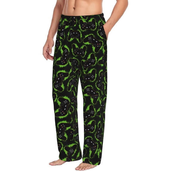 Goofa Cool Gamepad Printed Soft Pajama Pants for Men, Wide Leg Comfy Casual Lounge Yoga Pants-Large