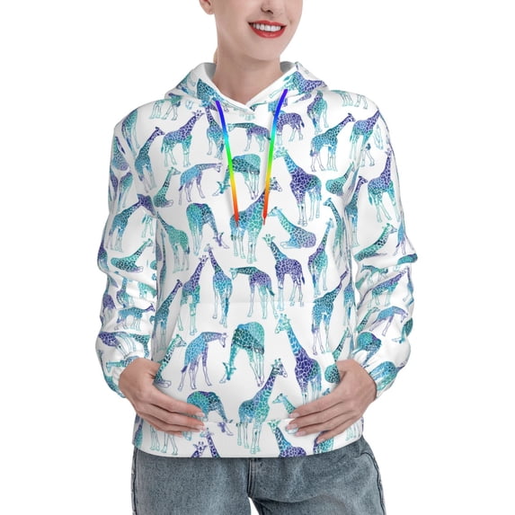 Goofa Cool Giraffe for Women's Hooded Sweatshirt with Eye-catching Drawstrings- Lightweight Pullover Hoodie with Kangaroo Pocket, Perfect for Everyday Wear-XX-Large