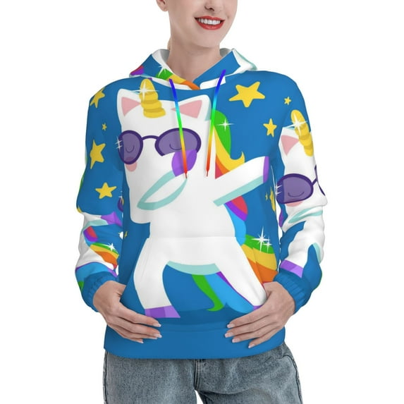 Goofa Cool Unicorn Star Golden for Women's Hooded Sweatshirt with Eye-catching Drawstrings- Lightweight Pullover Hoodie with Kangaroo Pocket, Perfect for Everyday Wear-